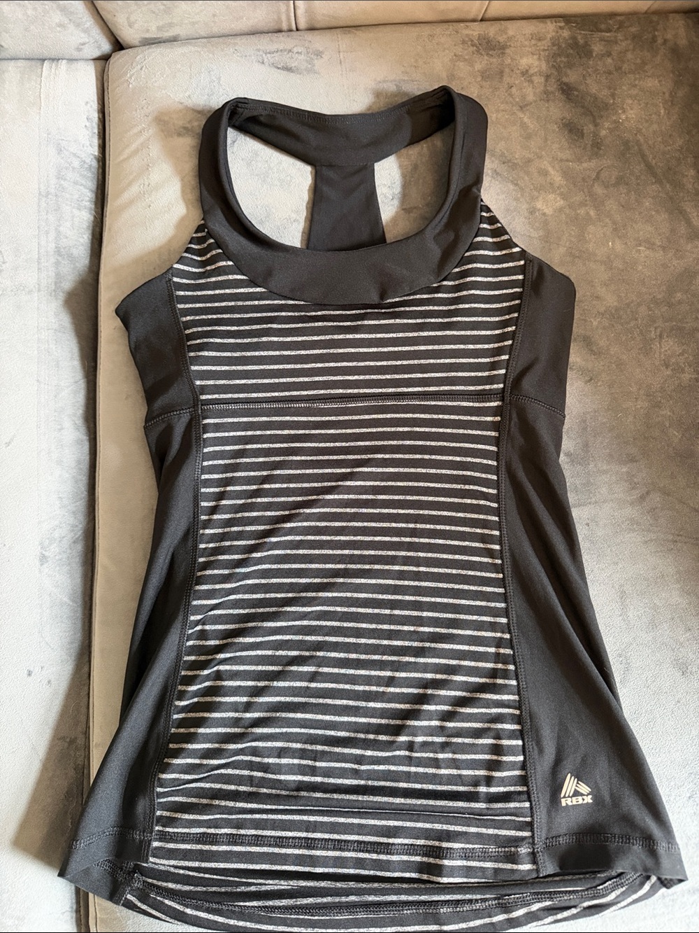 RBX Black and Gray Striped Racerback Tank